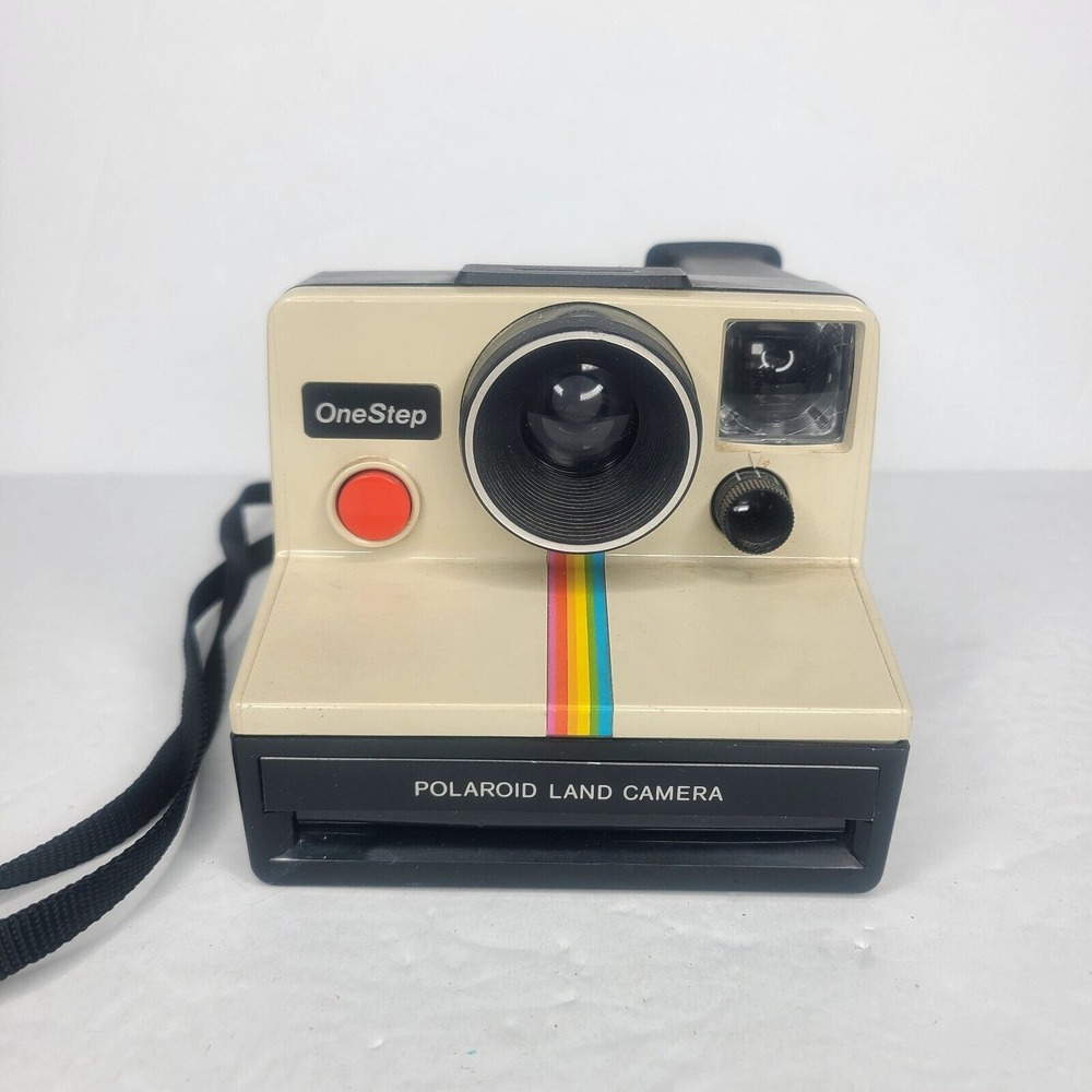 Polaroid White Rainbow Stripe‎ One Step Land Instant Camera